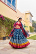 Load image into Gallery viewer, Blue Tussar Silk Lehenga Choli with Printed Foil Work ClothsVilla