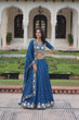 Load image into Gallery viewer, Blue Vichitra Silk Heavy Sequins &amp; Thread Embroidered Lehenga Set with Unstitched Blouse &amp; Designer Dupatta – Full-Stitched Lehenga ClothsVilla