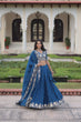 Load image into Gallery viewer, Blue Vichitra Silk Heavy Sequins &amp; Thread Embroidered Lehenga Set with Unstitched Blouse &amp; Designer Dupatta – Full-Stitched Lehenga ClothsVilla