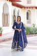 Load image into Gallery viewer, Blue Vichitra Silk Sequins Embroidered Anarkali Gown with Fancy V-Neck &amp; Designer Dupatta – Fully Stitched Party &amp; Festive Wear ClothsVilla
