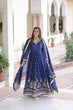 Load image into Gallery viewer, Blue Vichitra Silk Sequins Embroidered Anarkali Gown with Fancy V-Neck &amp; Designer Dupatta – Fully Stitched Party &amp; Festive Wear ClothsVilla