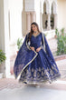 Load image into Gallery viewer, Blue Vichitra Silk Sequins Embroidered Anarkali Gown with Fancy V-Neck &amp; Designer Dupatta – Fully Stitched Party &amp; Festive Wear ClothsVilla
