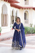 Load image into Gallery viewer, Blue Vichitra Silk Sequins Embroidered Anarkali Gown with Fancy V-Neck &amp; Designer Dupatta – Fully Stitched Party &amp; Festive Wear ClothsVilla
