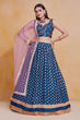 Load image into Gallery viewer, Blue Viscose Georgette Thread &amp; Sequin Embroidered Semi-Stitched Lehenga Choli with Soft Net Dupatta ClothsVilla