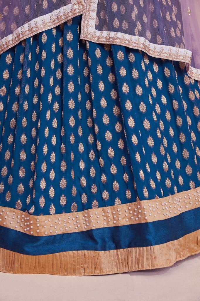 Blue Viscose Georgette Thread & Sequin Embroidered Semi-Stitched Lehenga Choli with Soft Net Dupatta ClothsVilla