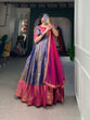 Load image into Gallery viewer, Regal Blue Zari Woven Kanjivaram Gown with Net Dupatta ClothsVilla