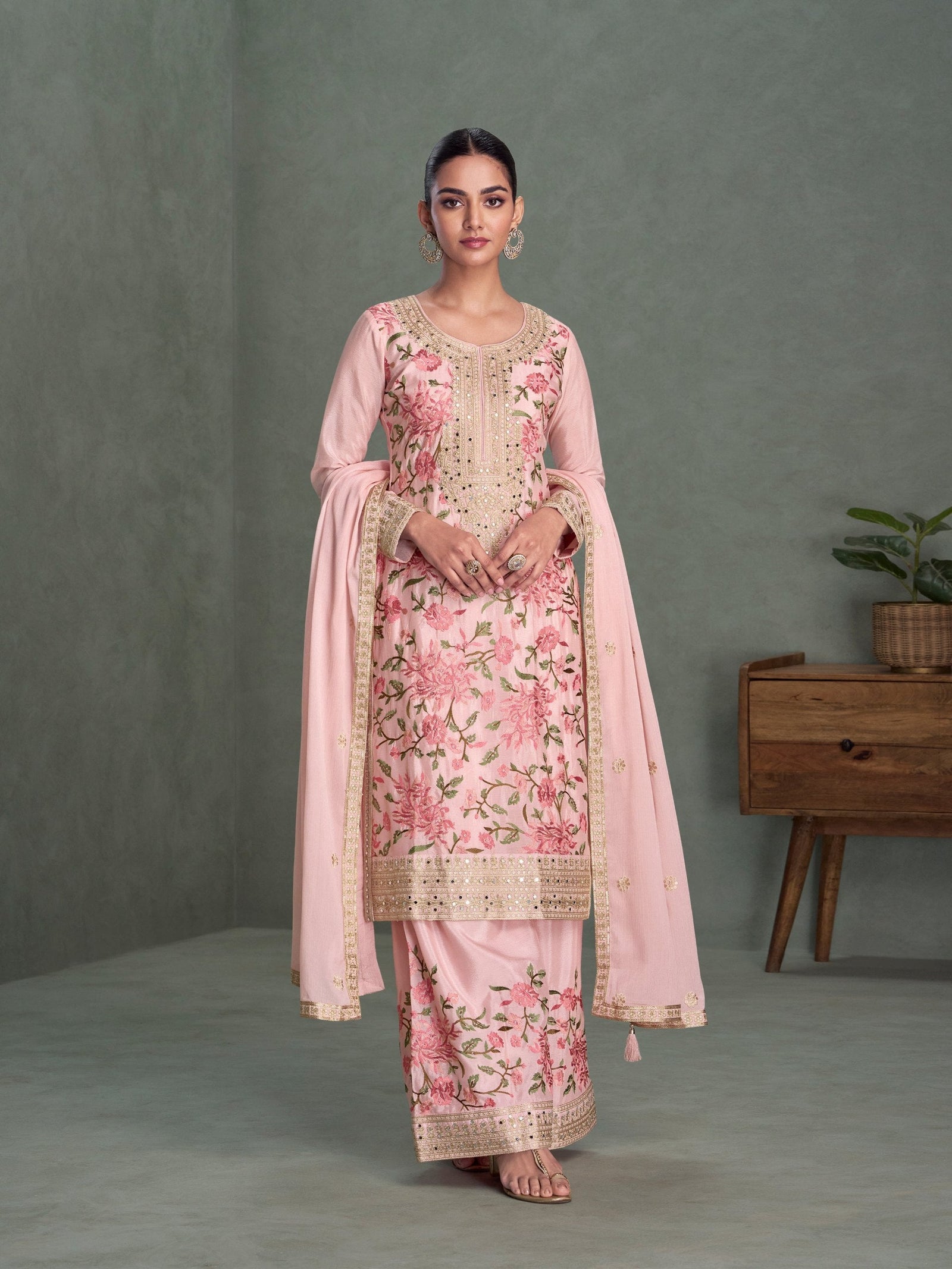 Blush Pink Embroidered Palazzo Set ClothsVilla