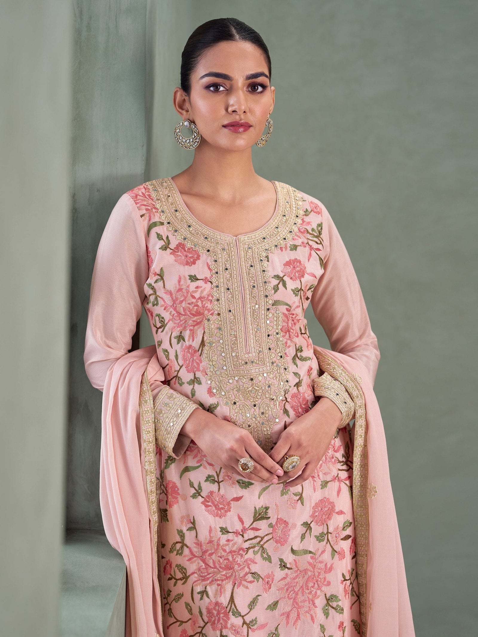 Blush Pink Embroidered Palazzo Set ClothsVilla