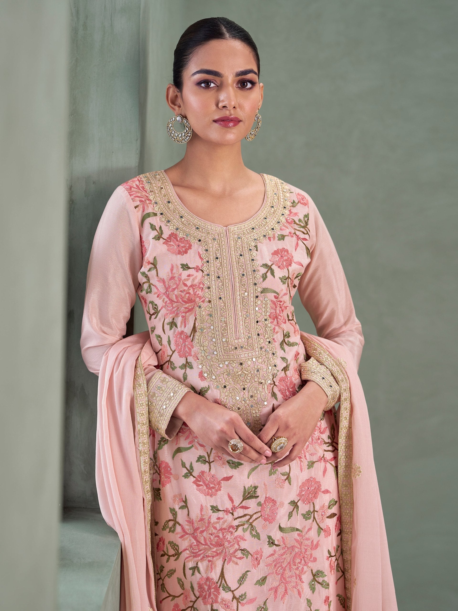 Blush Pink Embroidered Palazzo Set ClothsVilla