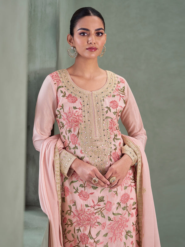Blush Pink Embroidered Palazzo Set ClothsVilla