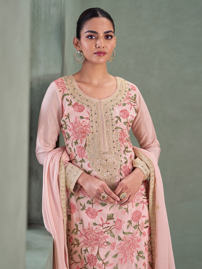 Blush Pink Embroidered Palazzo Set ClothsVilla