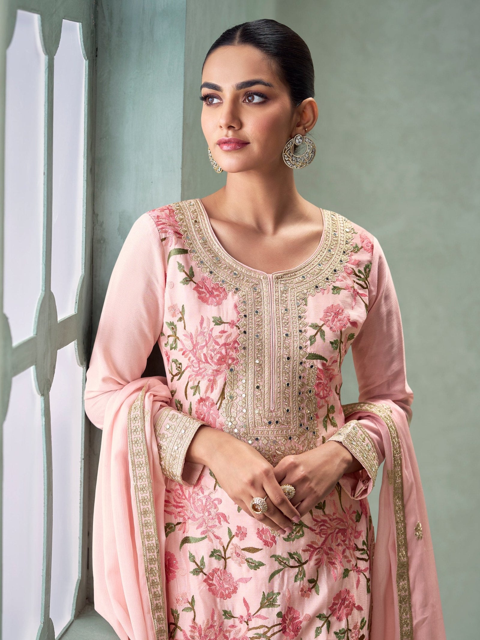 Blush Pink Embroidered Palazzo Set ClothsVilla