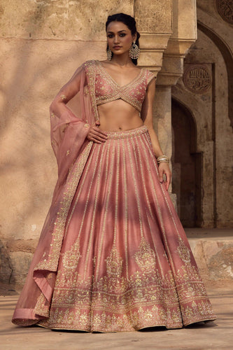 Blush pink Fancy Zari Sequin Embroidered Lehenga Set ClothsVilla