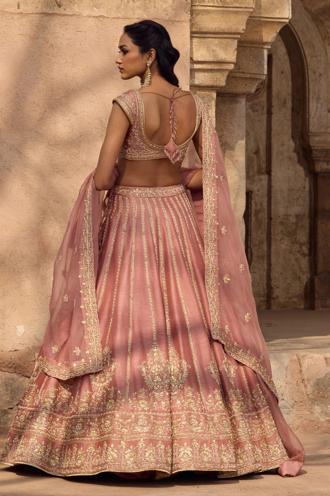 Blush pink Fancy Zari Sequin Embroidered Lehenga Set ClothsVilla