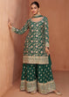 Load image into Gallery viewer, Bottel Green Elegant Embroidered Chinon Top &amp; Plazo Set with Dupatta ClothsVilla