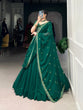 Load image into Gallery viewer, Bottel Green Elegant Georgette Embroidered Lehenga Set with Dupatta &amp; Unstitched Blouse ClothsVilla