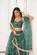 Load image into Gallery viewer, Bottle Green Butterfly Net Lehenga with Tone-to-Tone Thread Work and Mirror Embroidery ClothsVilla