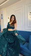 Load image into Gallery viewer, Bottle Green Dazzling Georgette Sequins Lehenga Set — Sparkle This Festive Season ClothsVilla