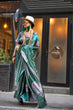 Load image into Gallery viewer, Bottle Green Elegant Bollywood Satin Printed Saree – Party &amp; Festive Wear ClothsVilla