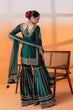 Load image into Gallery viewer, Bottle Green Elegant Chinon Silk Sharara Set with Dupatta ClothsVilla