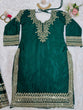Load image into Gallery viewer, Bottle Green Elegant Chinon Silk Sharara Set with Dupatta ClothsVilla