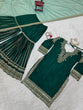 Load image into Gallery viewer, Bottle Green Elegant Chinon Silk Sharara Set with Dupatta ClothsVilla