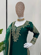 Load image into Gallery viewer, Bottle Green Elegant Chinon Silk Sharara Set with Dupatta ClothsVilla