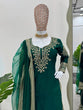 Load image into Gallery viewer, Bottle Green Elegant Chinon Silk Sharara Set with Dupatta ClothsVilla