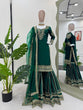Load image into Gallery viewer, Bottle Green Elegant Chinon Silk Sharara Set with Dupatta ClothsVilla