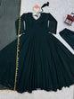 Load image into Gallery viewer, Bottle Green Elegant Handcrafted Georgette Gown Set ClothsVilla