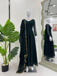 Load image into Gallery viewer, Bottle Green Elegant Handcrafted Georgette Gown Set ClothsVilla