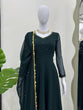 Load image into Gallery viewer, Bottle Green Elegant Handcrafted Georgette Gown Set ClothsVilla