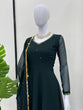 Load image into Gallery viewer, Bottle Green Elegant Handcrafted Georgette Gown Set ClothsVilla