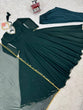 Load image into Gallery viewer, Bottle Green Elegant Handcrafted Georgette Gown Set ClothsVilla