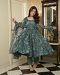 Load image into Gallery viewer, Bottle Green Elegant Printed Three-Piece Anarkali Suit with Belt ClothsVilla