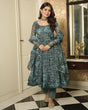 Load image into Gallery viewer, Bottle Green Elegant Printed Three-Piece Anarkali Suit with Belt ClothsVilla