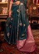 Load image into Gallery viewer, Bottle Green Elegant Satin Silk Saree – Evening Cocktail &amp; Dinner Party Wear ClothsVilla