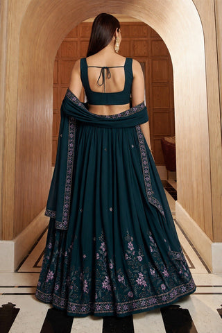 Bottle Green Embroidered Lehenga Choli ClothsVilla