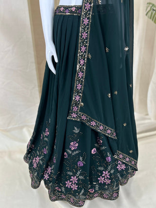 Bottle Green Embroidered Lehenga Choli ClothsVilla