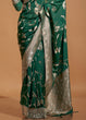 Load image into Gallery viewer, Bottle Green Fairytale Banarasi Georgette Silk Saree with Brocade Blouse – Summer Glam Edition ClothsVilla