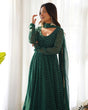 Load image into Gallery viewer, Bottle Green High-End Pure Fox Georgette Laheriya Print Anarkali Set with Dupatta – Perfect for Summer Weddings