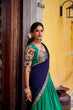Load image into Gallery viewer, Bottle Green Kalamkari Printed Poly Chanderi Lehenga Set with Georgette Dupatta ClothsVilla