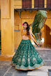 Load image into Gallery viewer, Bottle Green Lehenga Choli with Gotta Patti Lace ClothsVilla