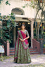Bottle Green Silk Foil Print Lehenga Set Clothsvilla