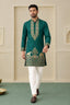 Bottle Green Silk Kurta Pant Set ClothsVilla