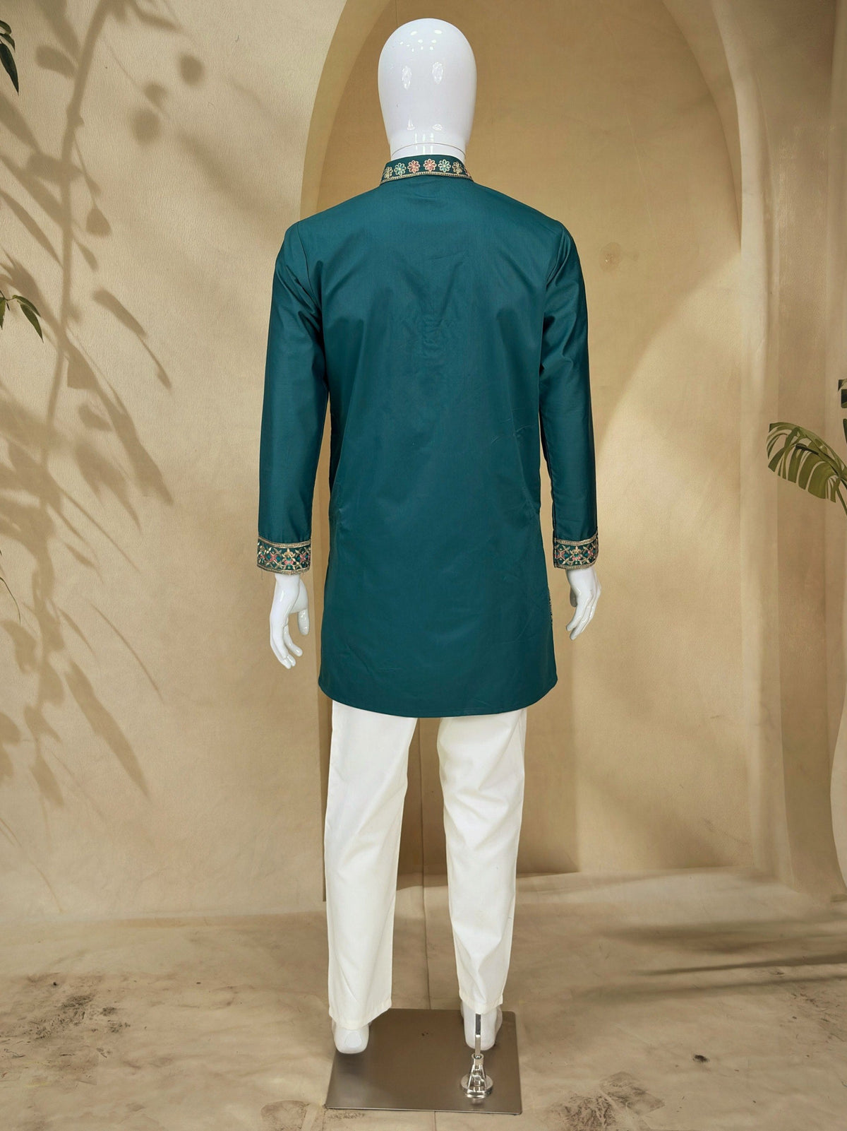 Bottle Green Silk Kurta Pant Set ClothsVilla