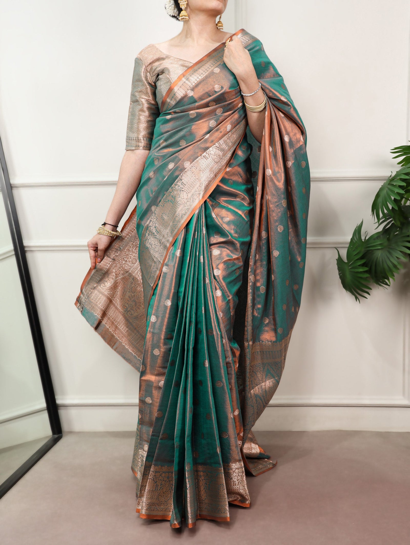 Bottle Green Traditional Kasavu Saree ClothsVilla
