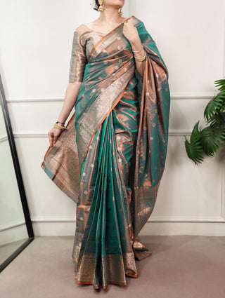 Bottle Green Traditional Kasavu Saree ClothsVilla