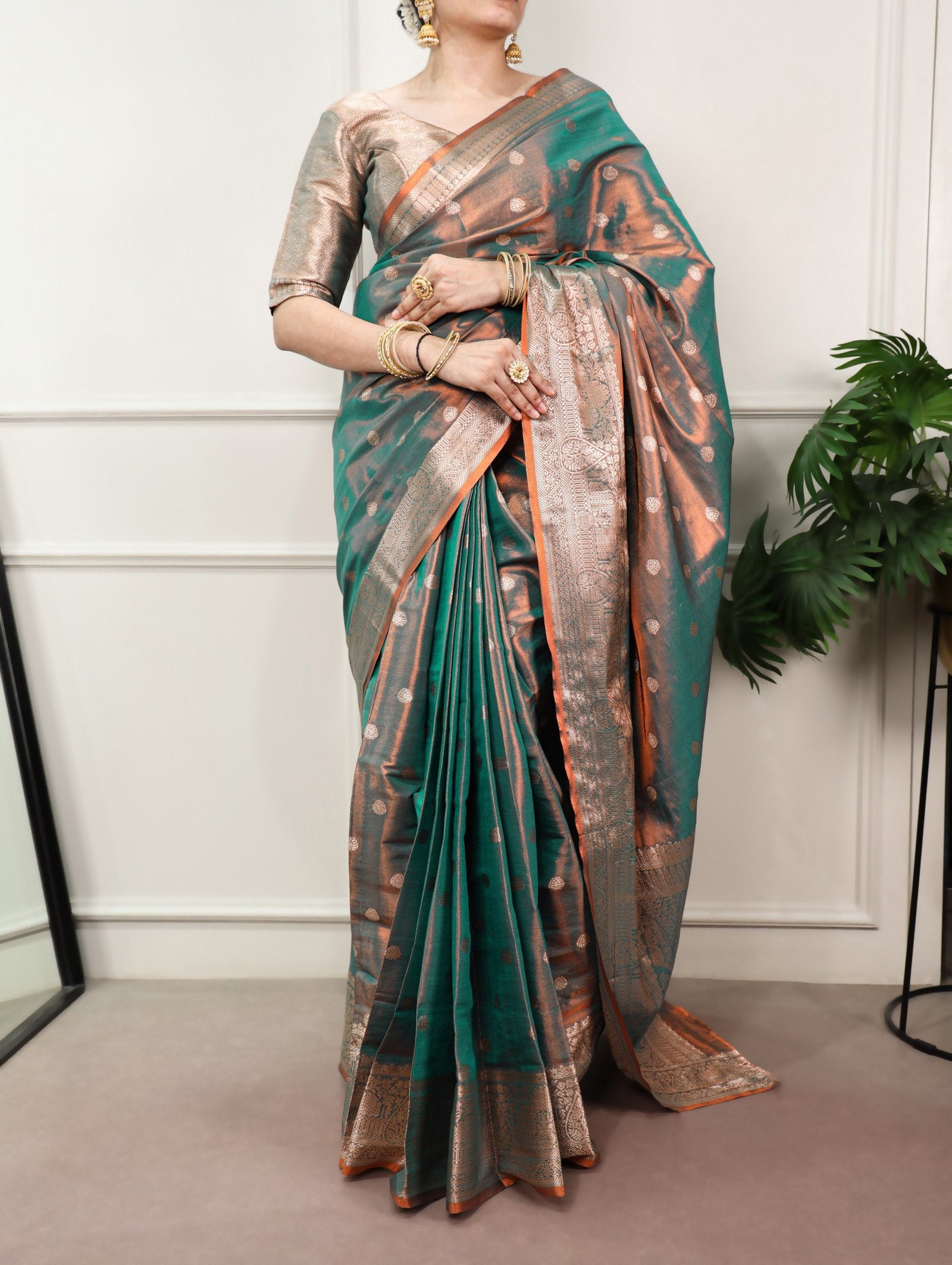 Bottle Green Traditional Kasavu Saree ClothsVilla