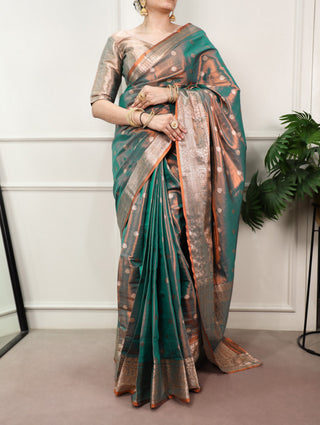 Bottle Green Traditional Kasavu Saree ClothsVilla